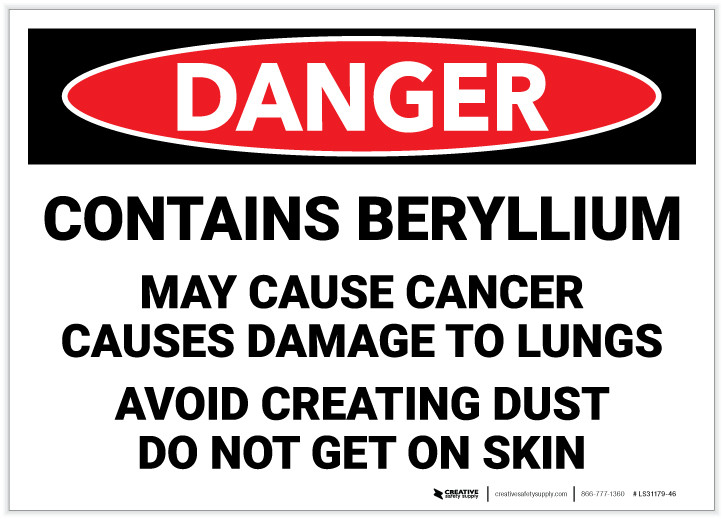 Danger Contains Beryllium/May Cause Cancer Label