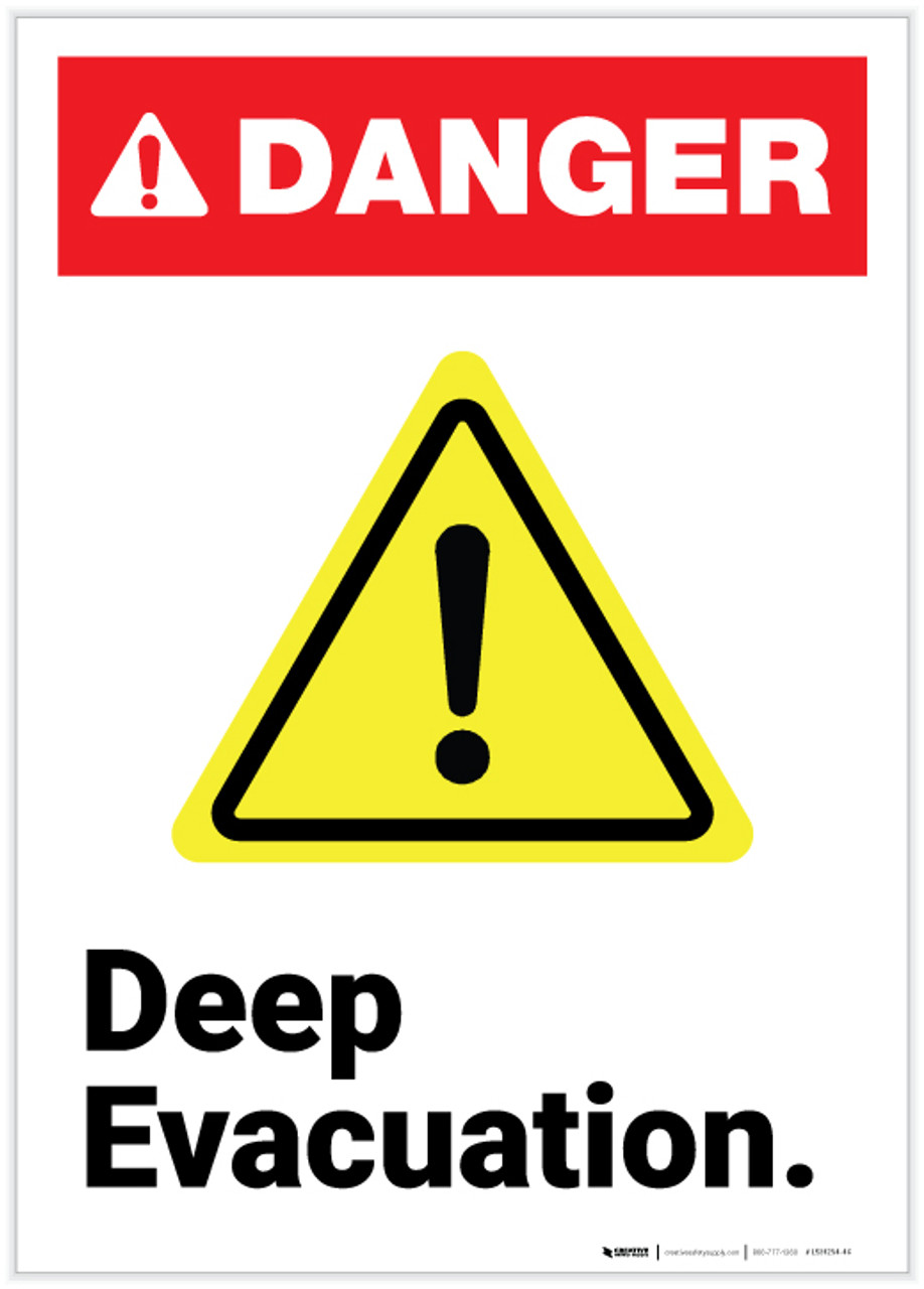 Danger: Deep Evacuation ANSI Portrait - Label In Evacuation Label Template Danger: Deep Evacuation ANSI Portrait - Label In Evacuation Label Template