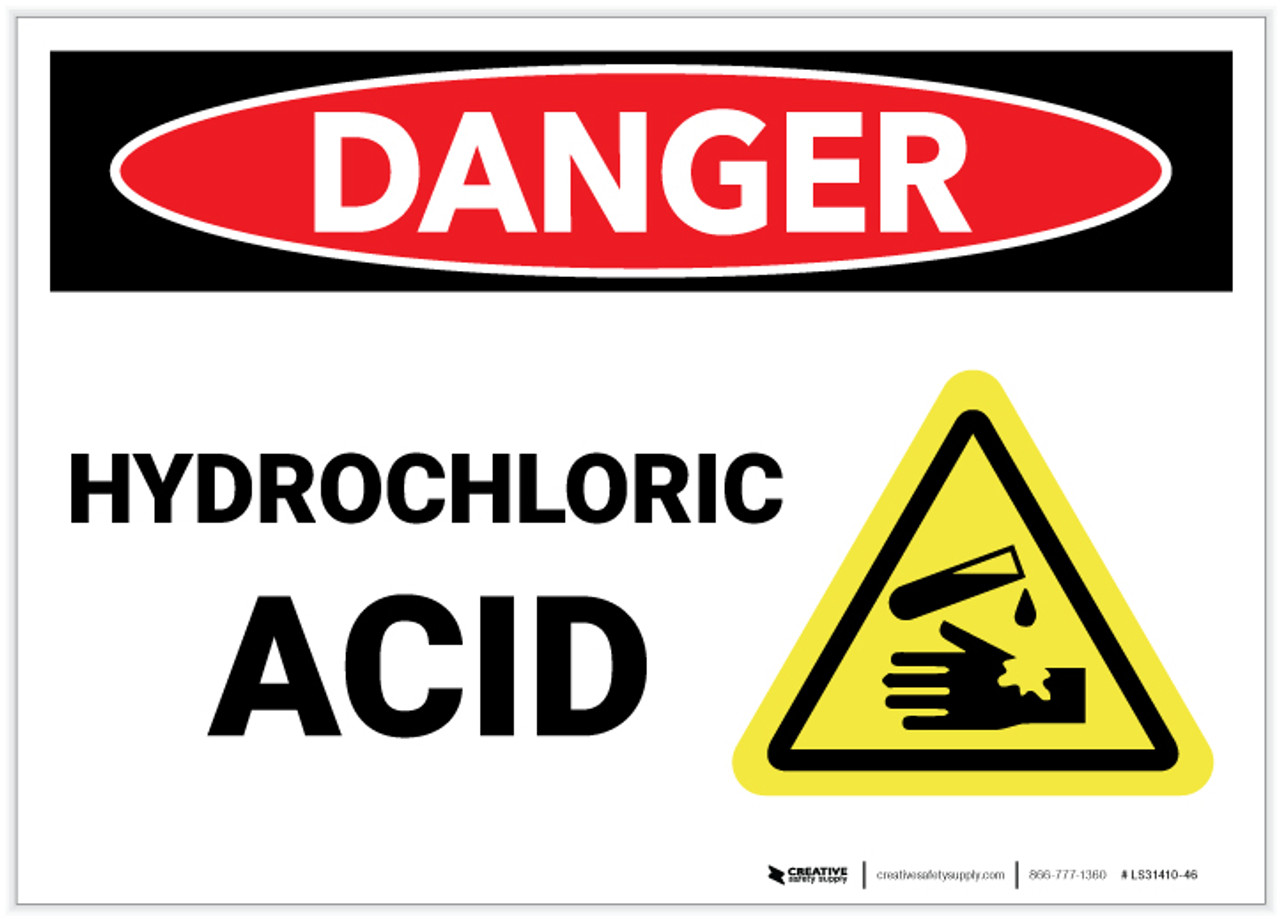 Danger Hydrochloric Acid with Graphic Label Danger Hydrochloric Acid with Graphic Label