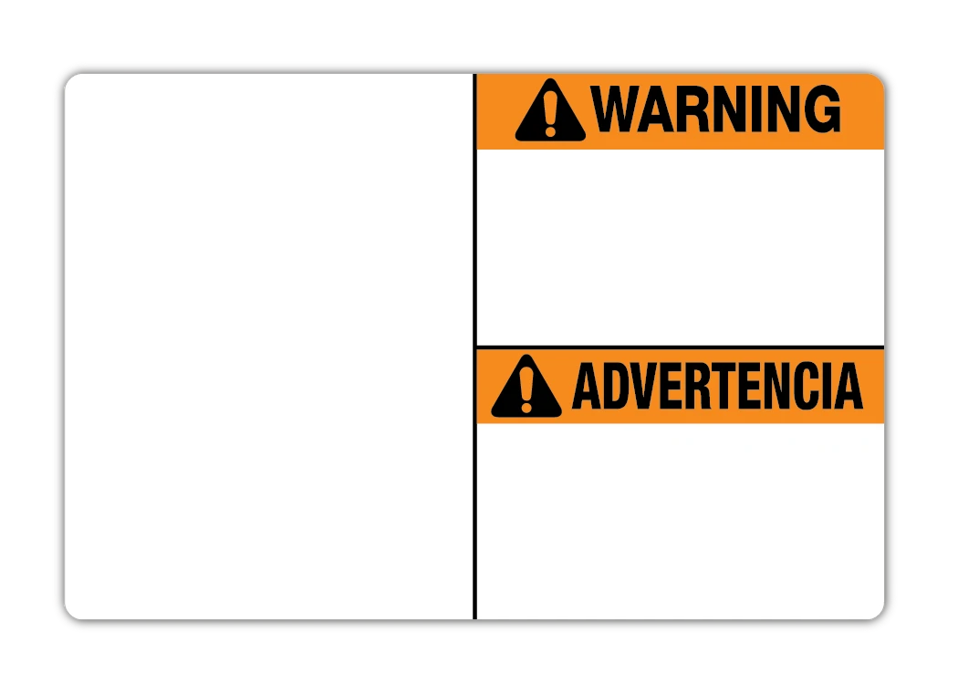 Language Warning Label LabelTac Die-Cut Warning (Bilingual Spanish) Supply | Creative Safety ...