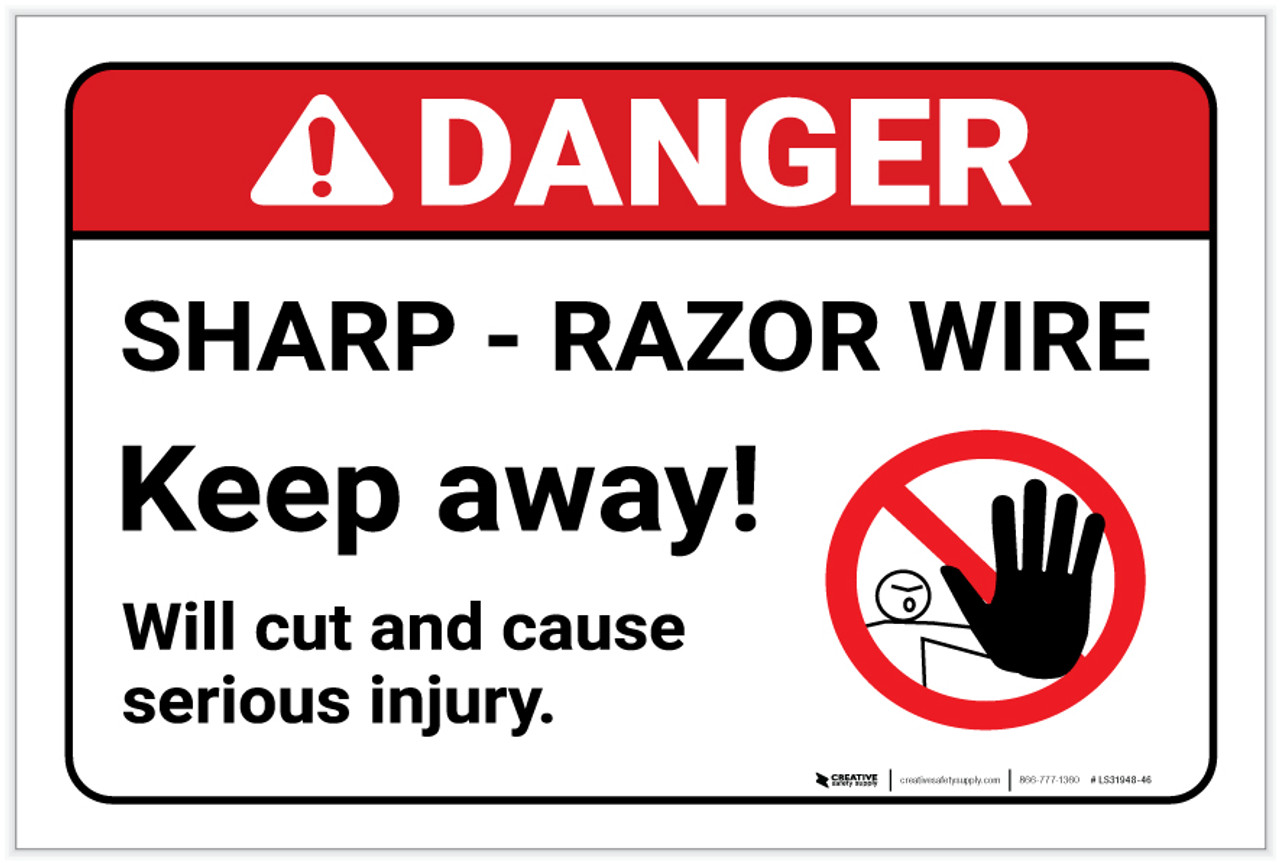 Danger Sharp Razor Wire Label