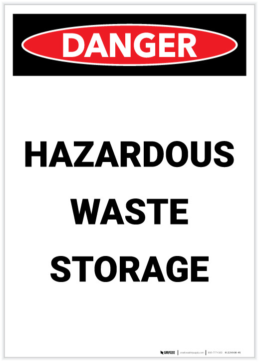 Danger Hazardous Waste Storage Portrait Label