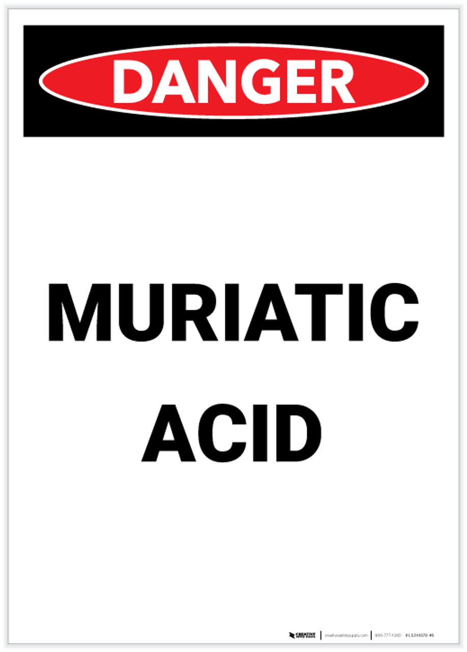 Danger: Muriatic Acid Portrait - Label