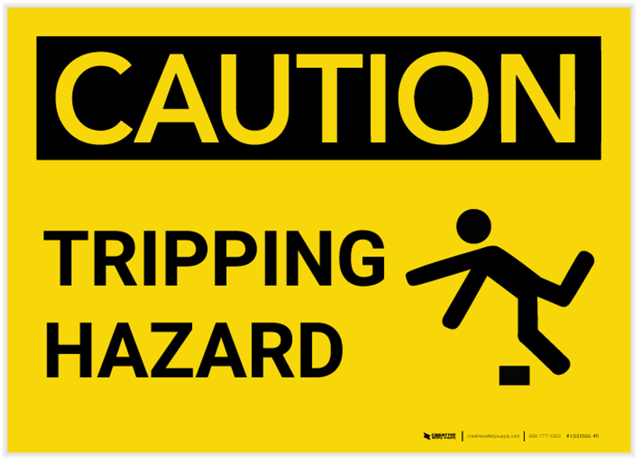 Caution: Tripping Hazard with Graphic - Label