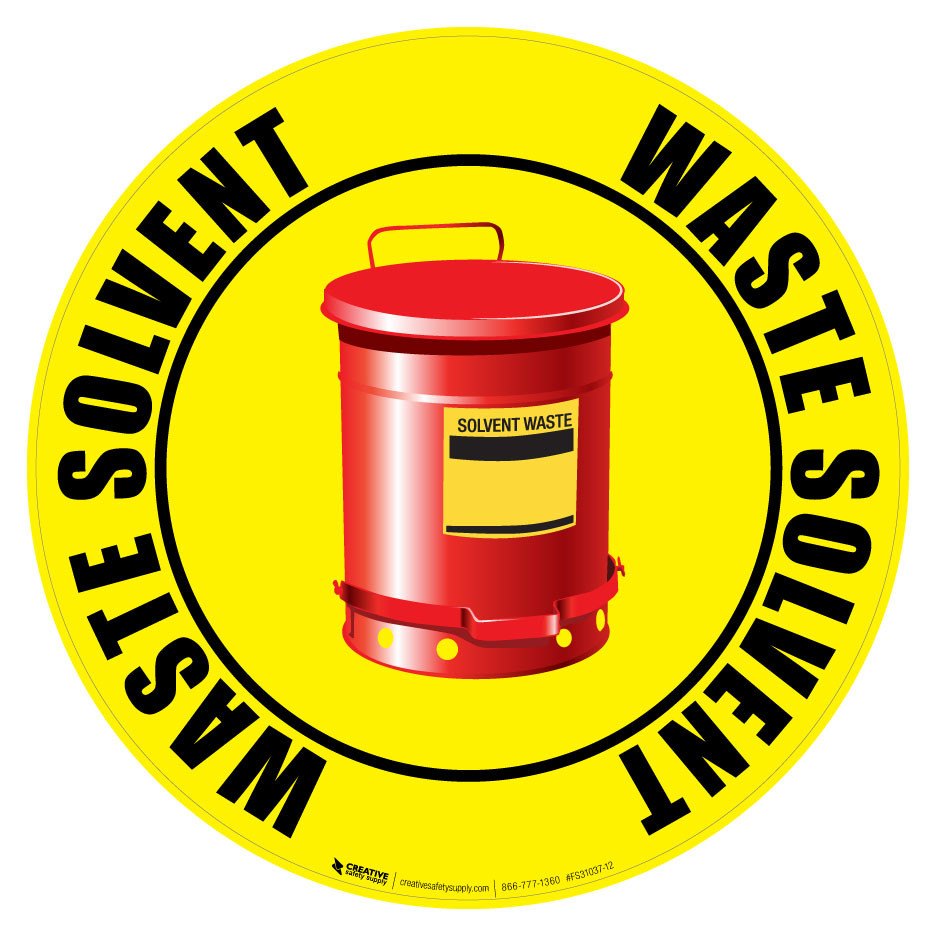 Floor Sign Waste Solvent Can