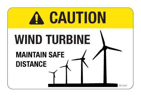 Caution - Wind Turbine - Label