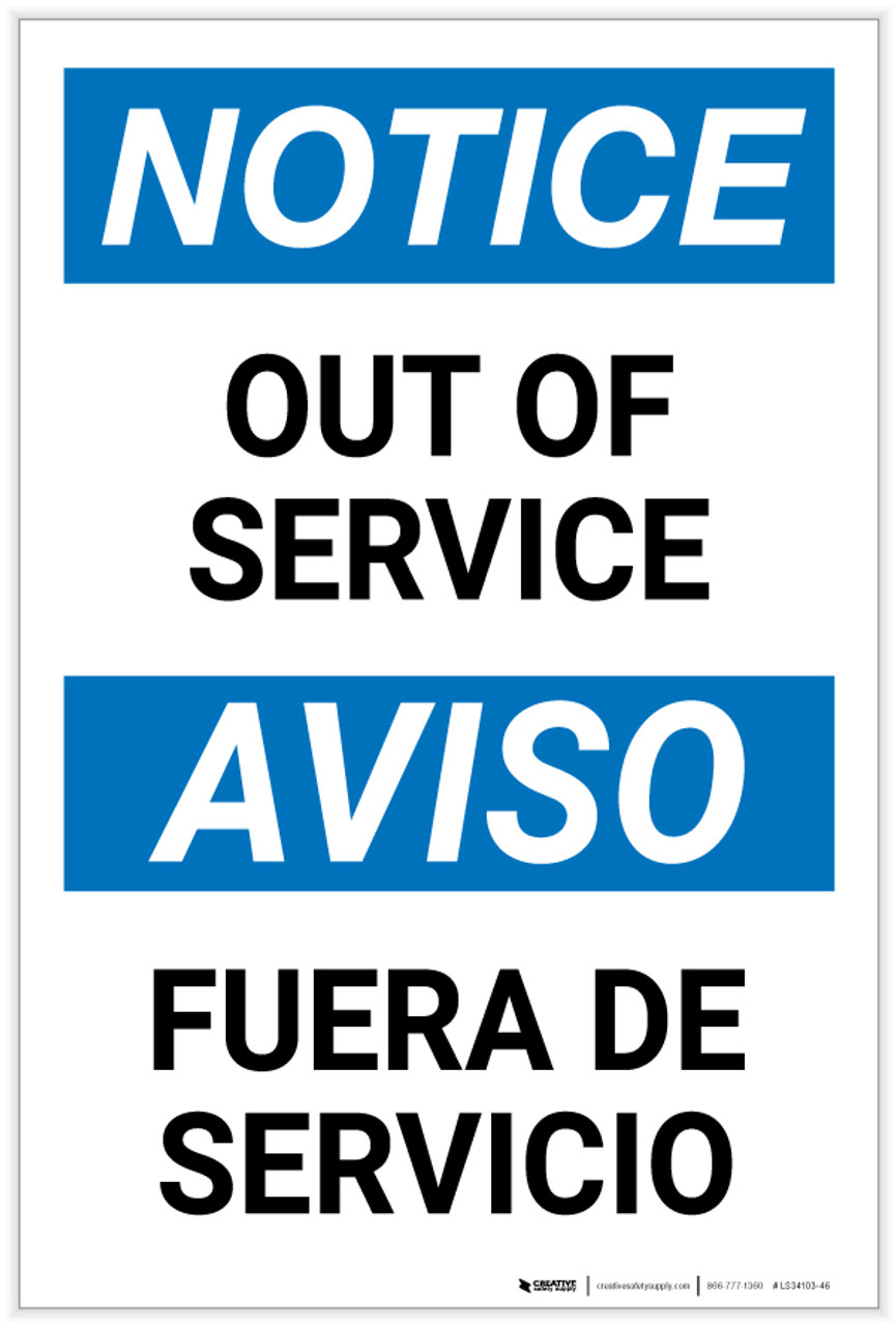 Bathroom Out Of Order Sign In Spanish