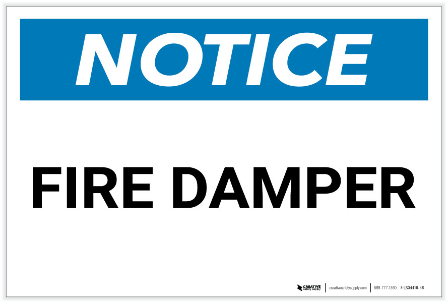 Notice Fire Damper Label
