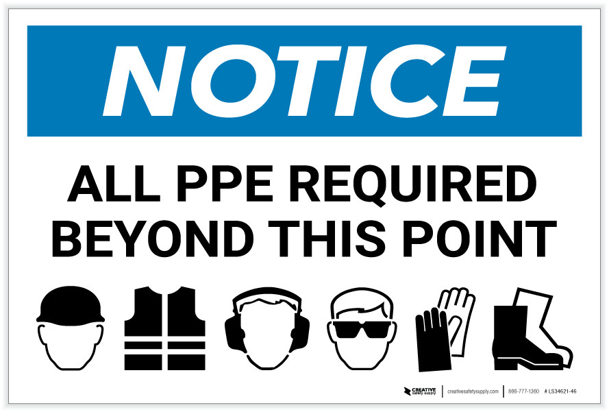Notice All PPE Required Beyond This Point PPE Icons Landscape