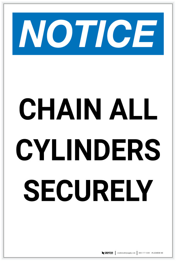 Notice: Chain All Cylinders Securely Portrait - Label