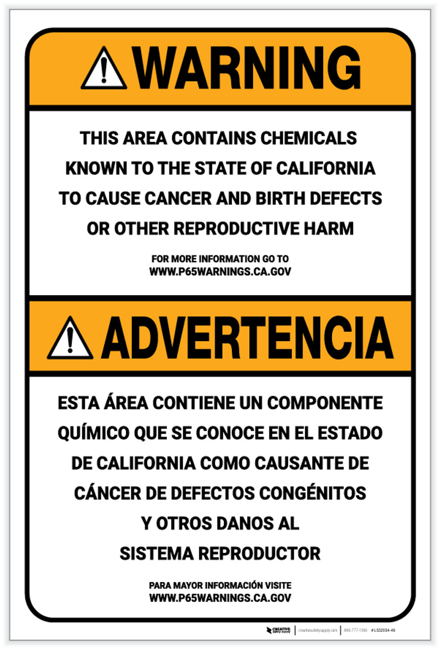 Warning: Prop 65 Bilingual (Spanish) - Label