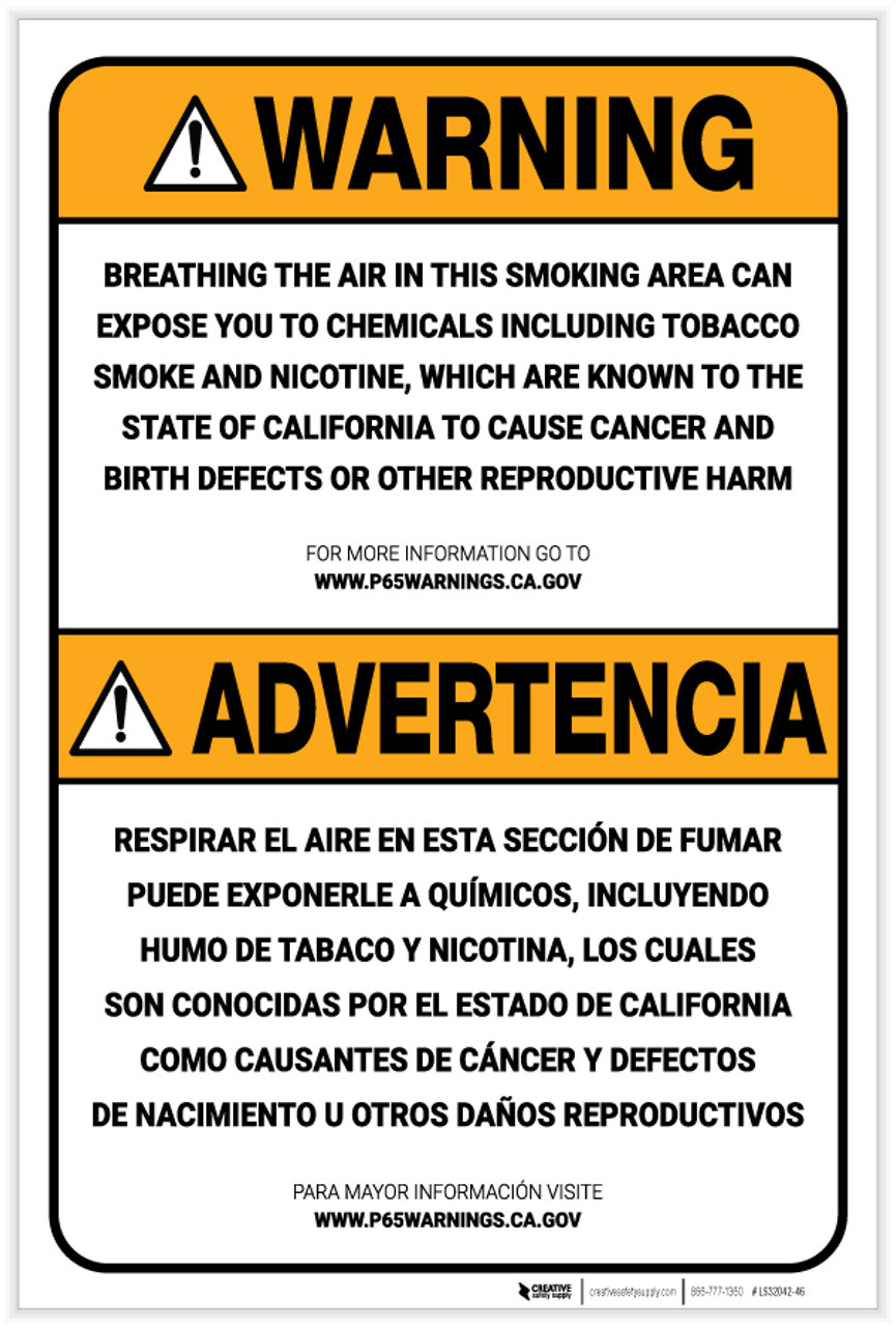 Warning: Prop Smoking Area Bilingual -