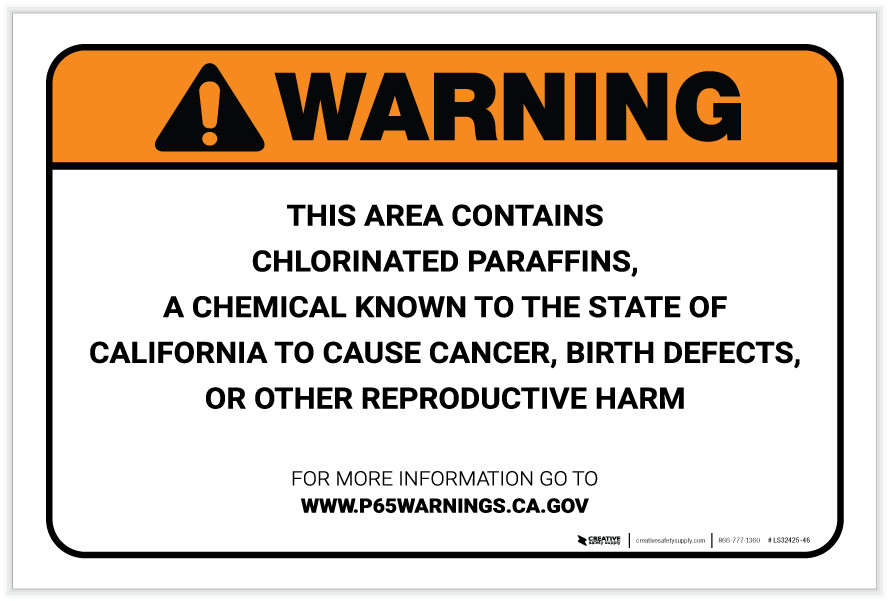 Warning Prop 65 Chlorinated paraffins Label