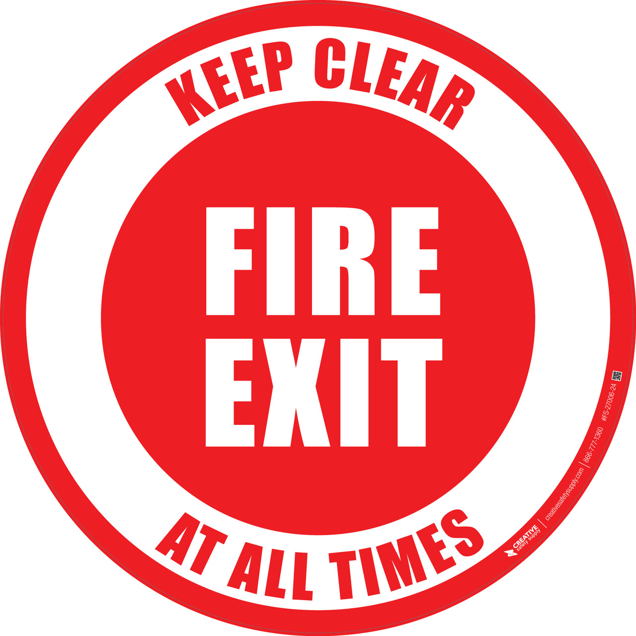 VSafety Brandschutzschild 'Fire Escape Keep Clear' | 3 Stück, 150x150 Mm, Selbstklebend