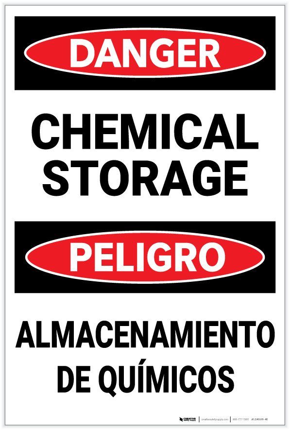 Danger Chemical Storage Bilingual Spanish Label Creative Safety Supply