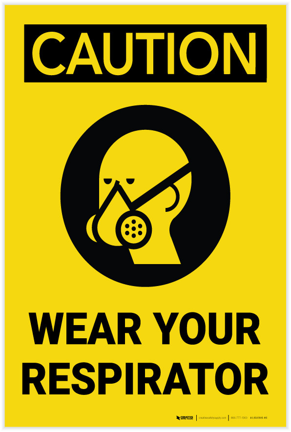 Panneau De Sécurité Vintage 'CAUTION Wear Your Respirator' - Original Des Années 1930-1969, Noir Et Jaune - Neuf