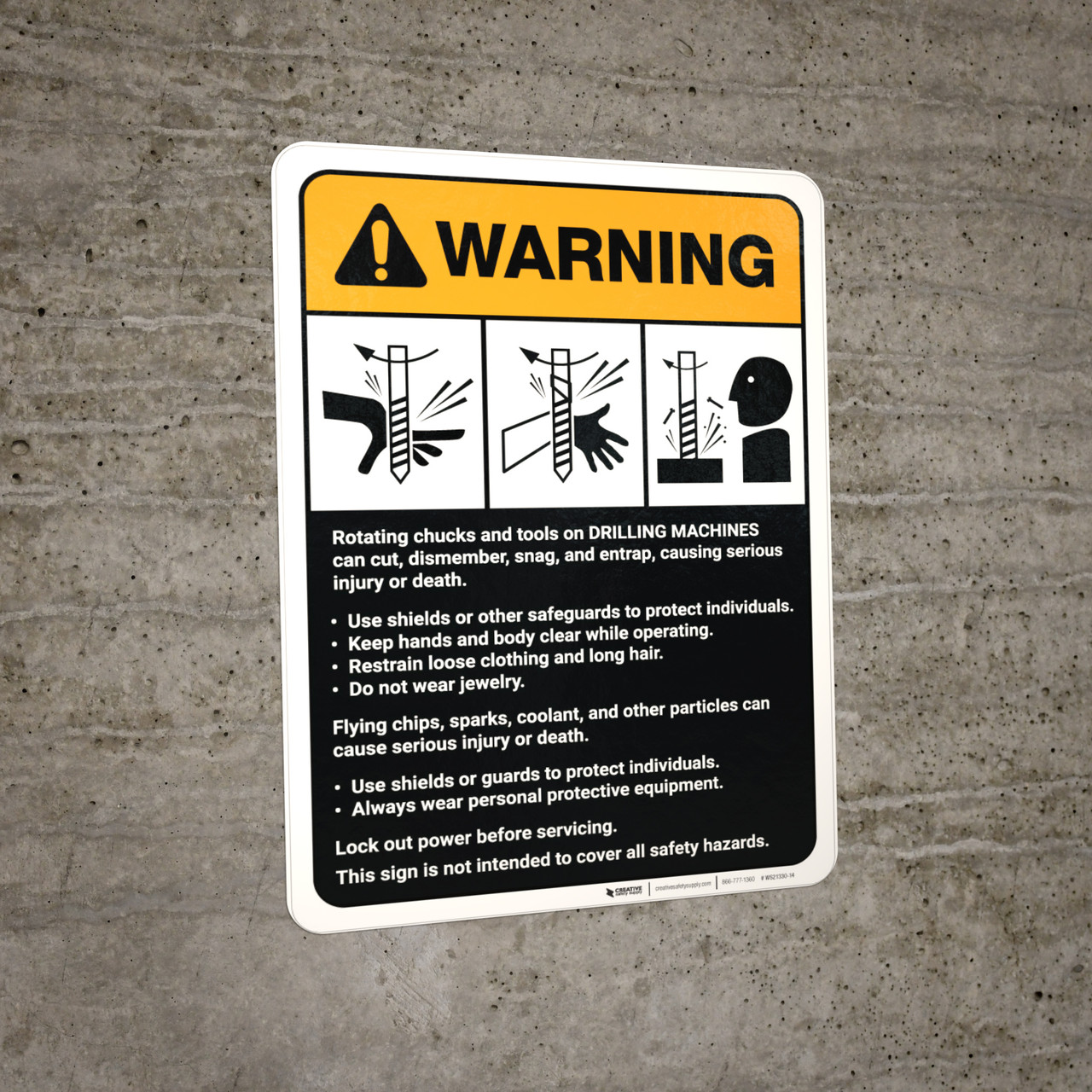 Warning Drilling Machine Guidelines ANSI Wall Sign Creative Safety