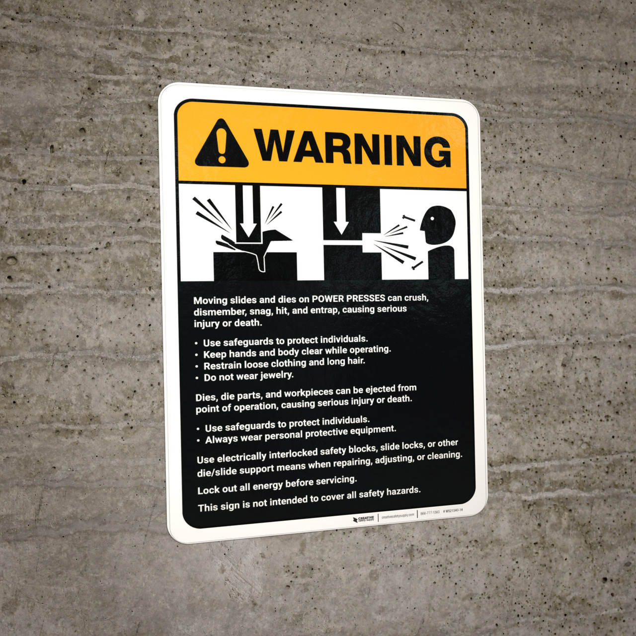 Warning Power Presses Machine Guidelines ANSI Wall Sign Creative