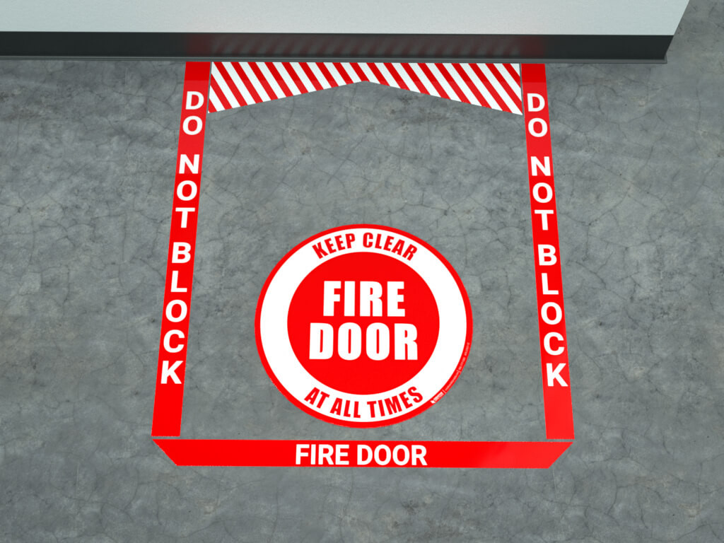 Fire Door Pre Made Floor Sign Bundle Creative Safety Supply