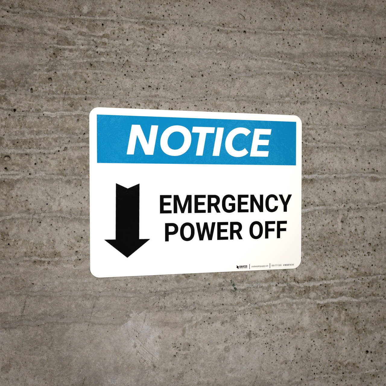 Notice: Emergency Power Off with Down Arrow Landscape | Creative Safety ...