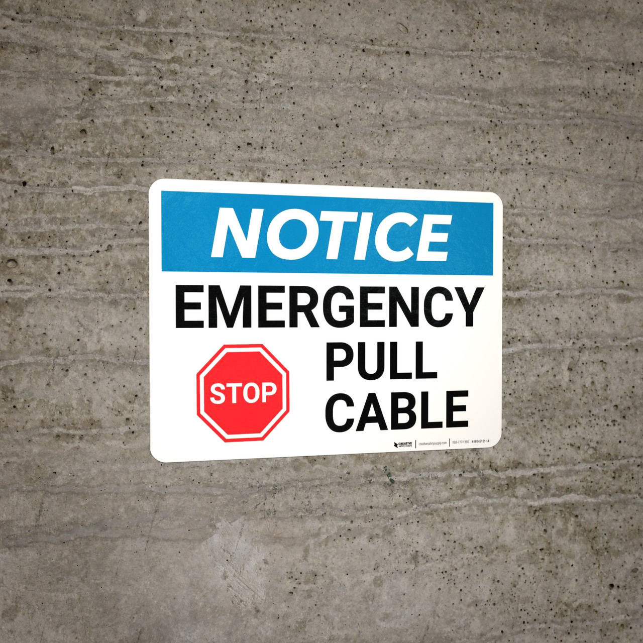 Notice Emergency Pull Cable with Stop Icon Landscape Creative Safety
