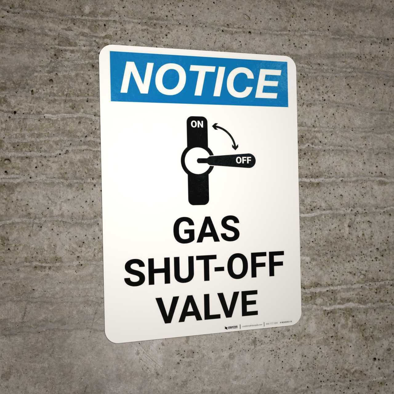 Notice Gas ShutOff Valve with Icon Portrait Creative Safety Supply Notice Gas ShutOff Valve with Icon Portrait Creative Safety Supply