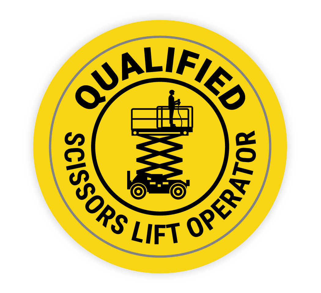 Qualified Scissors Lift Operator Hard Hat Sticker