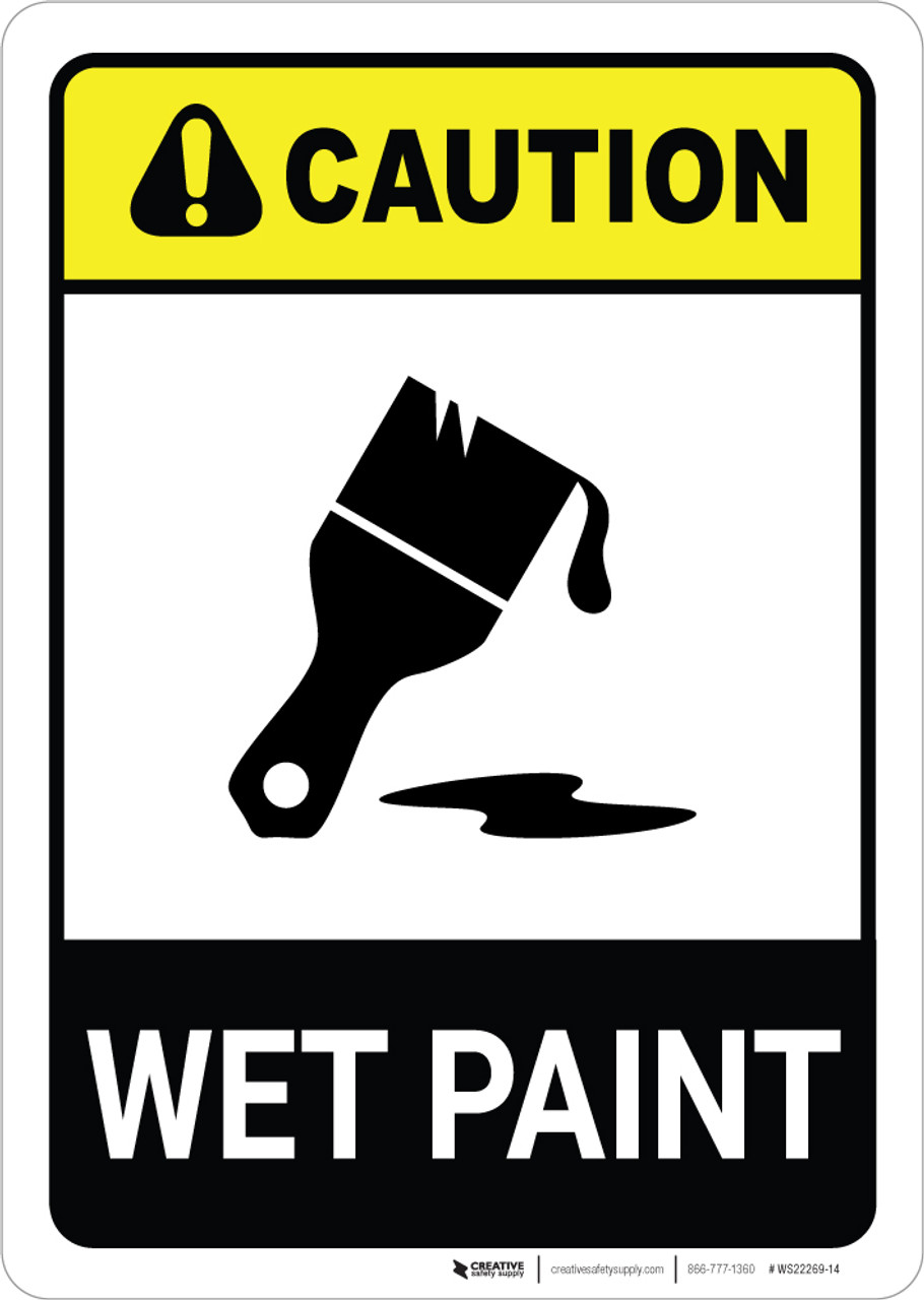 Caution: Wet Paint with Icon ANSI Portrait