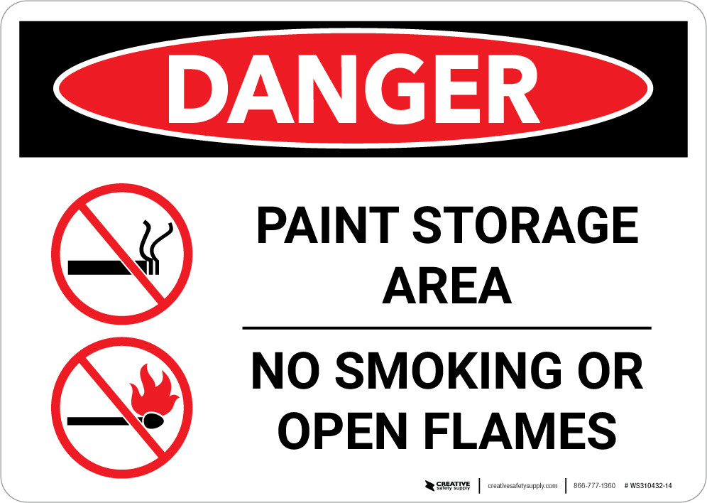 Danger Paint Storage Area No Smoking Or Open Flames Landscape