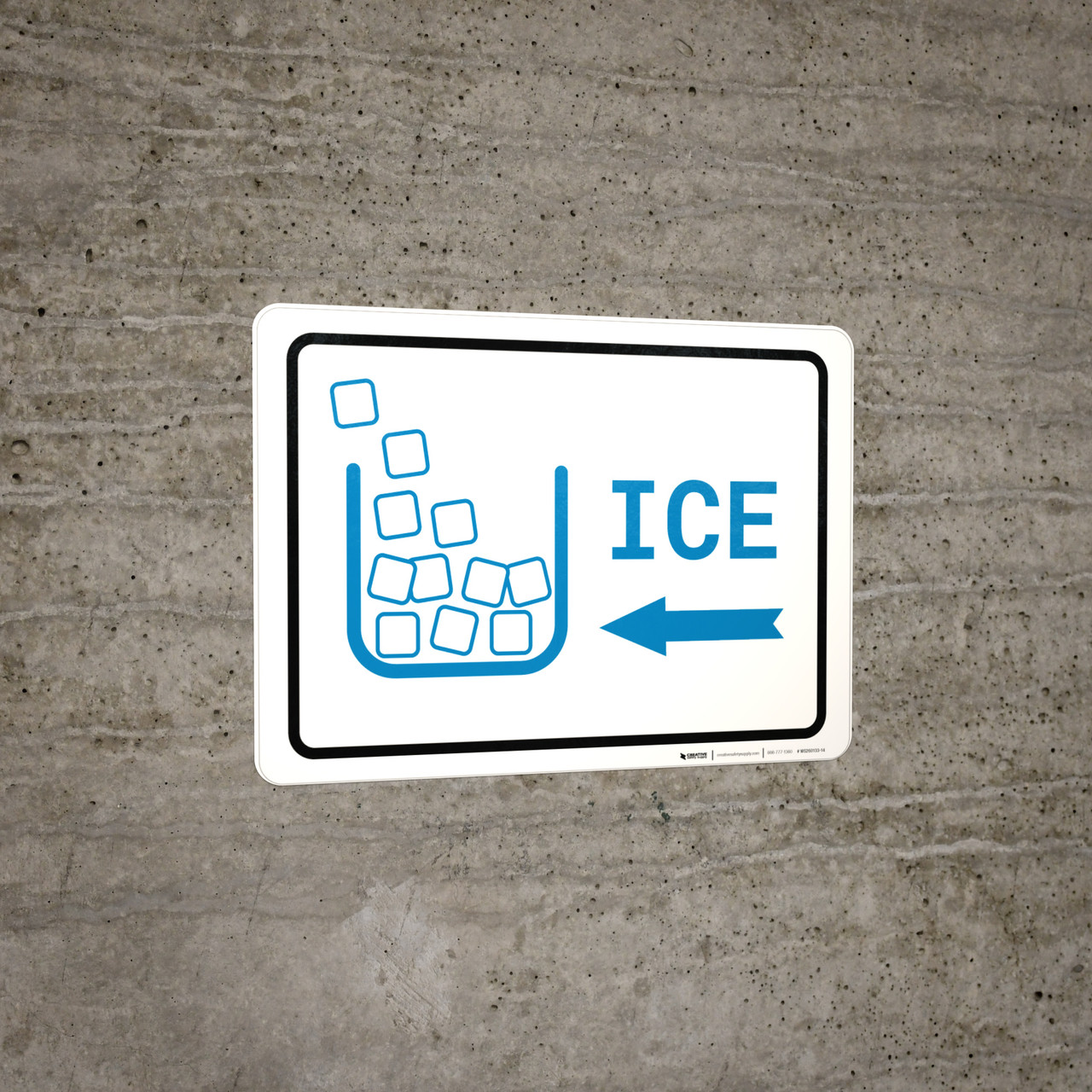 Ice Left Arrow with Icon Landscape v2 - Wall Sign