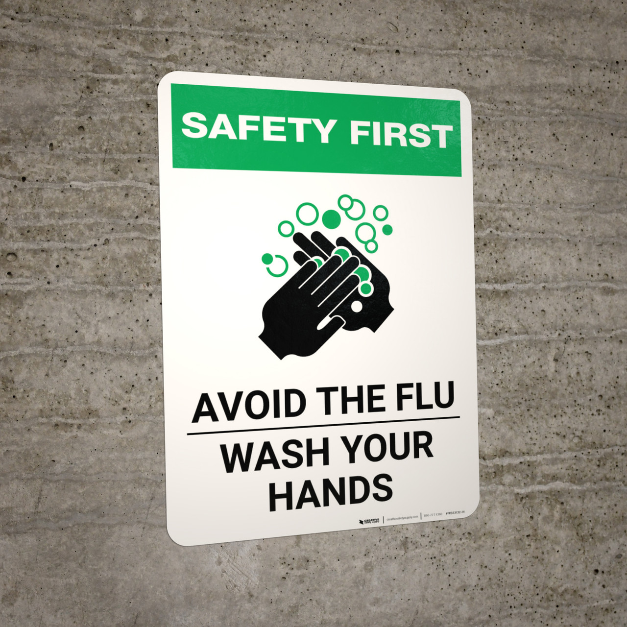 Safety First: Avoid The Flu Wash Your Hands Portrait - Wall Sign