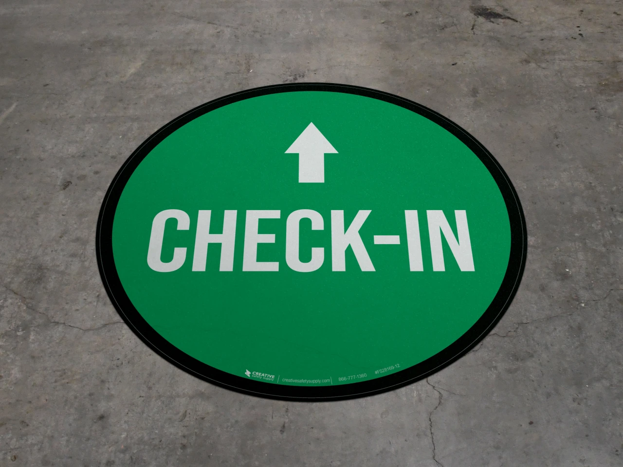 Check-In Ahead with Arrow Circular - Floor Sign