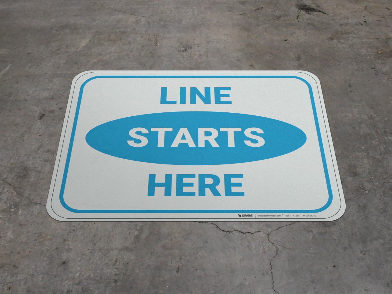 Line Starts Here - Blue - Floor Sign