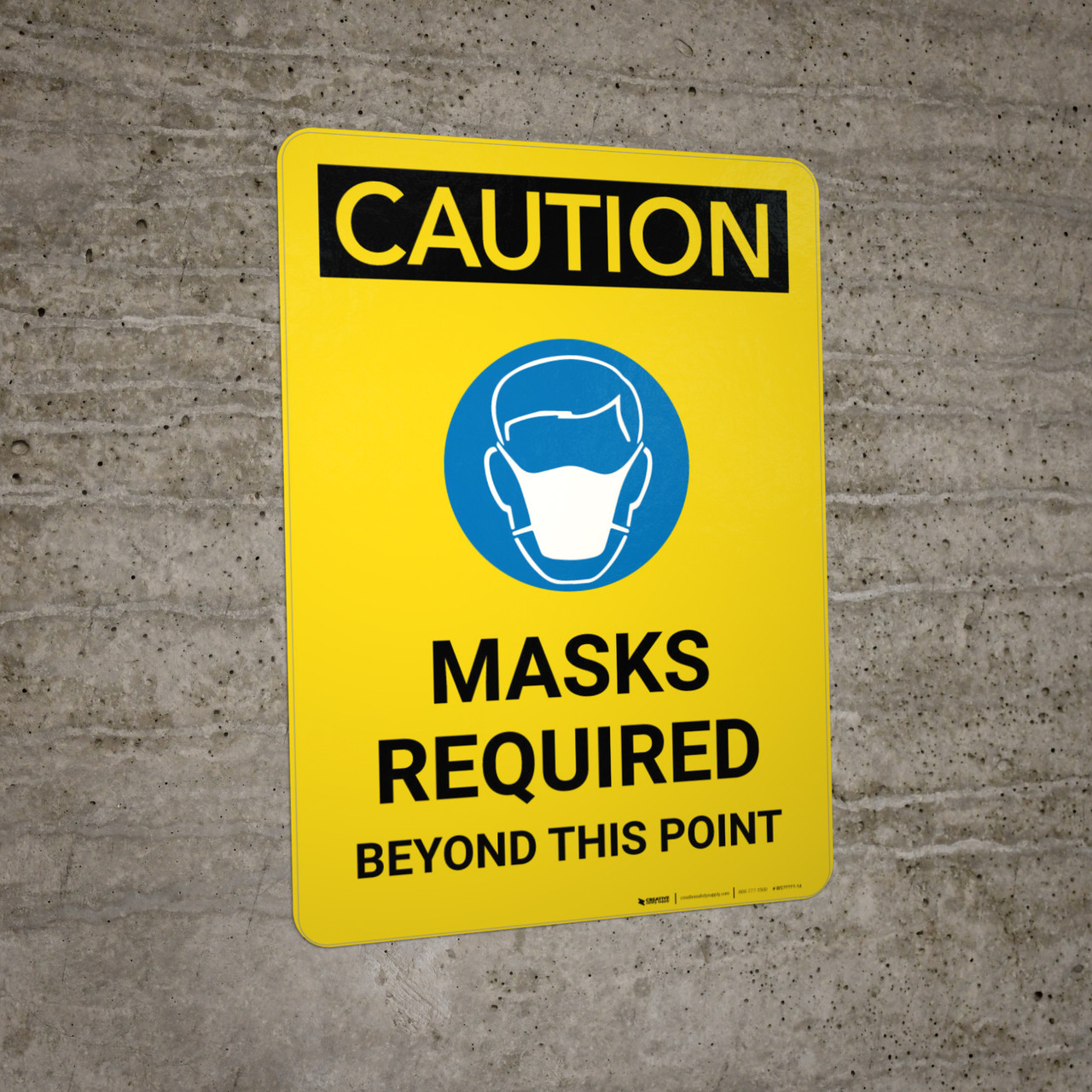 Caution: Masks Required Beyond This Point with Icon Portrait - Wall Sign