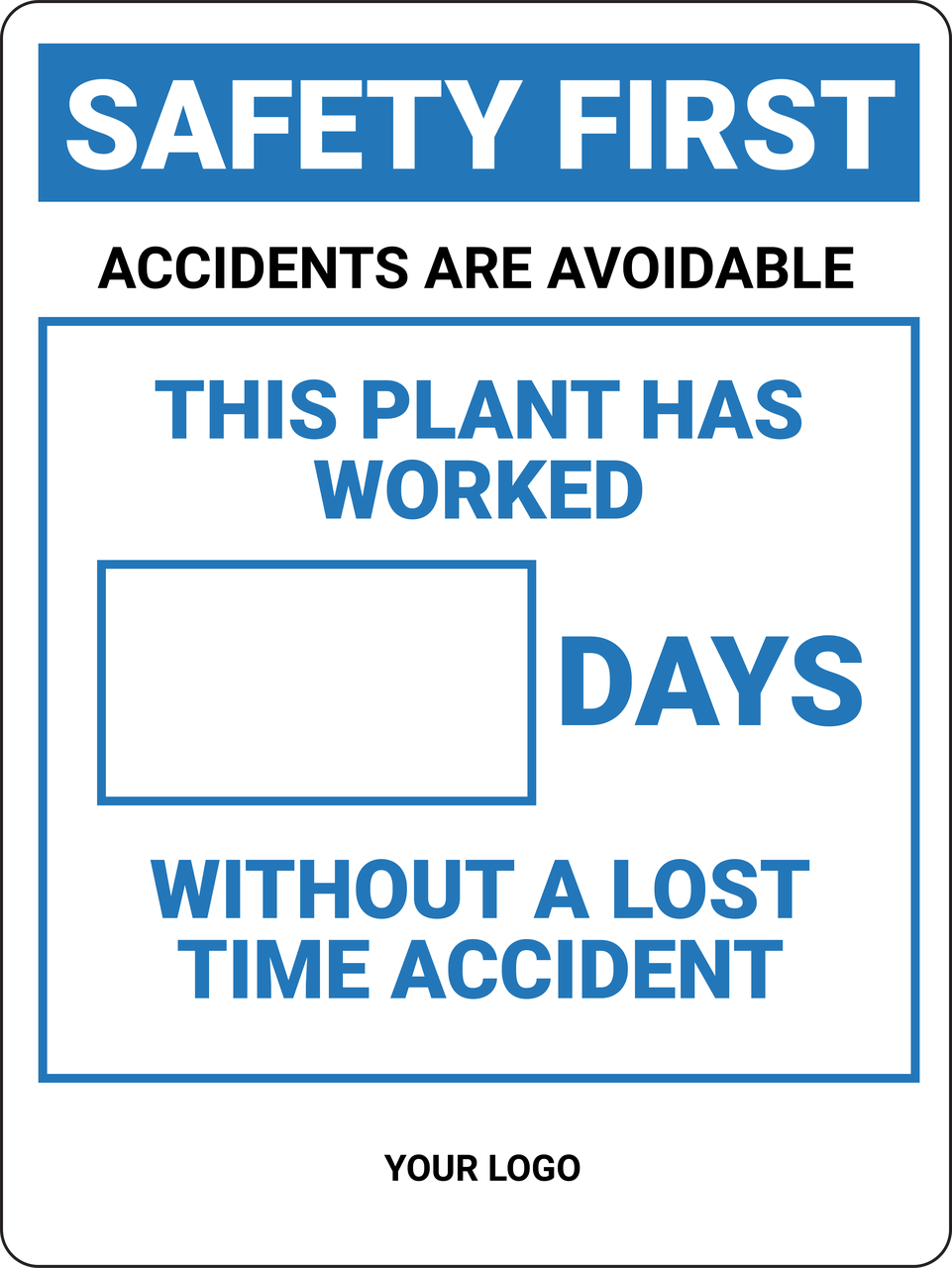 Days Without Accident Printable Sign