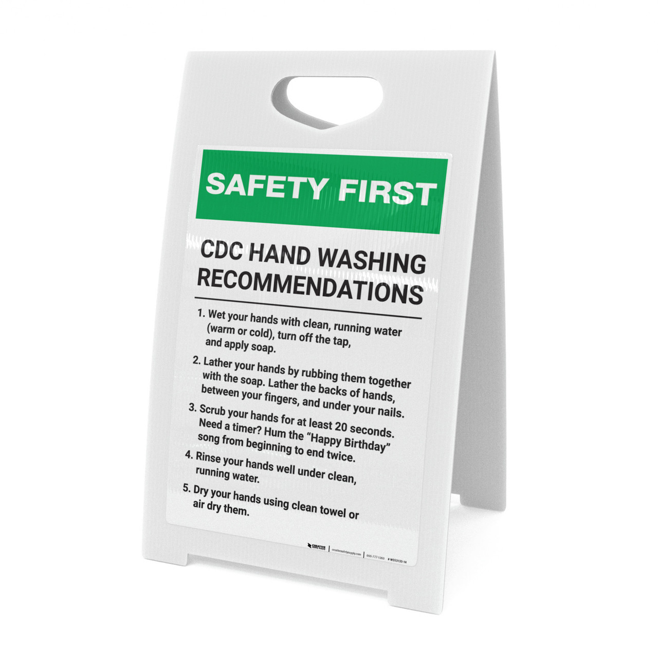 Safety First CDC Hand Washing Portrait AFrame Sign