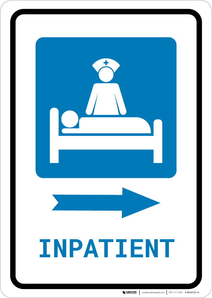 Inpatient Right Arrow with Icon Portrait - Wall Sign