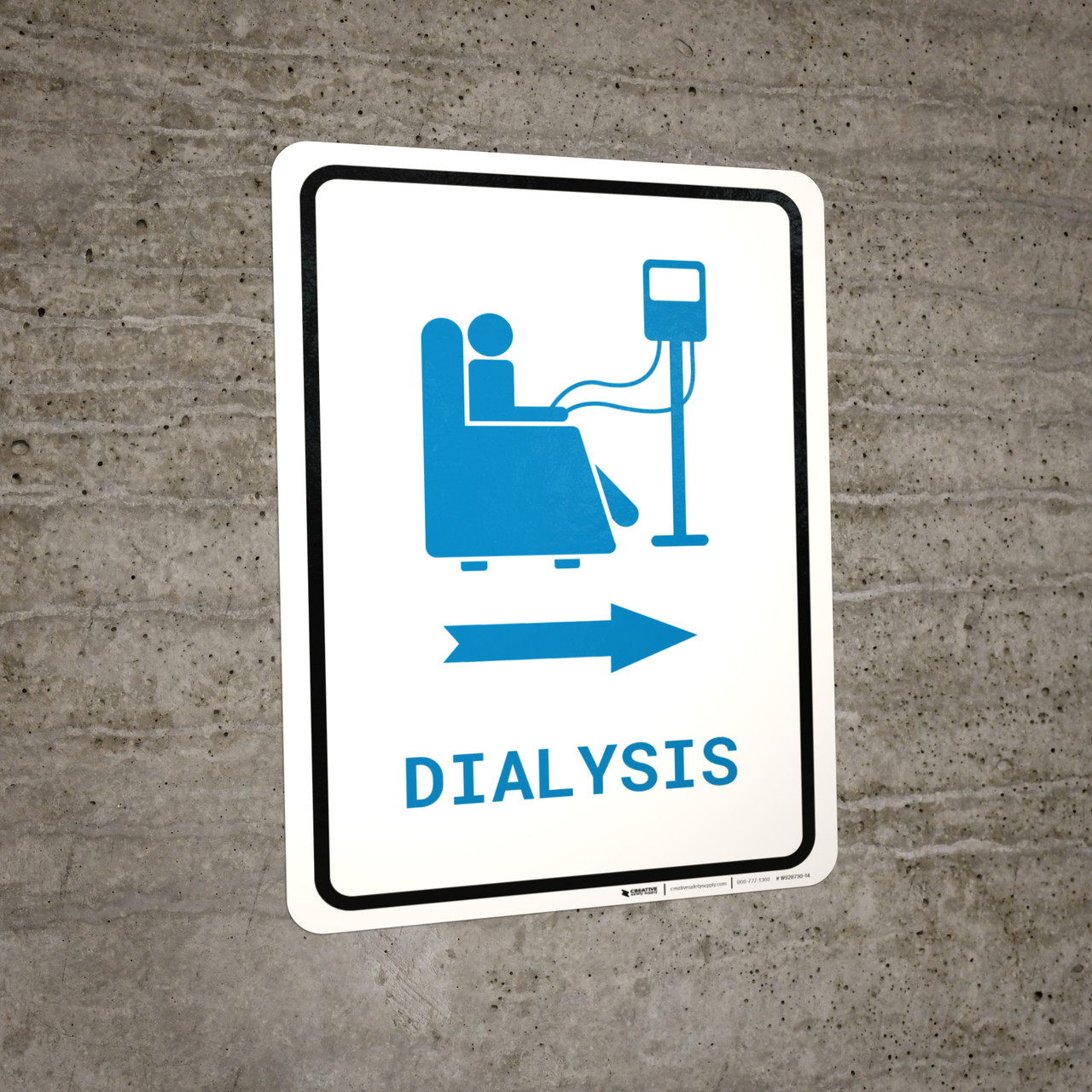 Dialysis Right Arrow with Icon Portrait v2 - Wall Sign