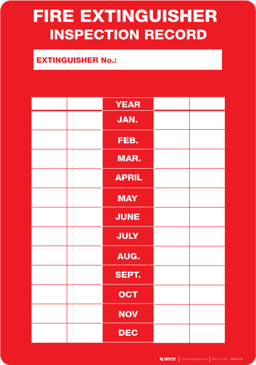 Fire Extinguisher Inspection Record - Wall Sign | Creative ...