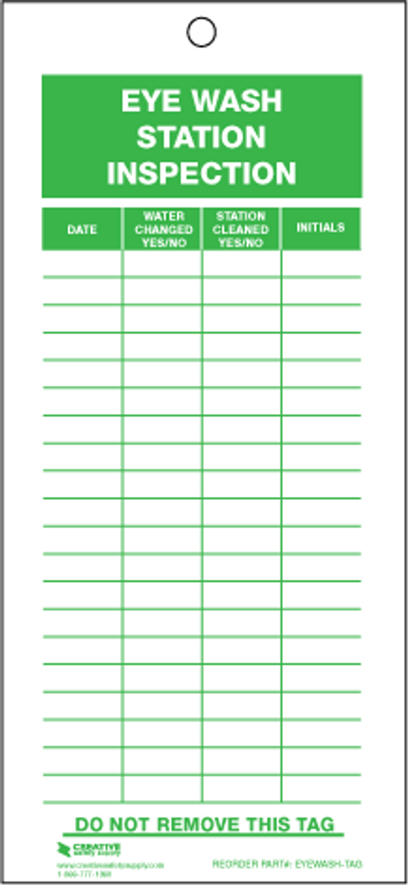 Eye Wash Station Inspection Tags Creative Safety Supply