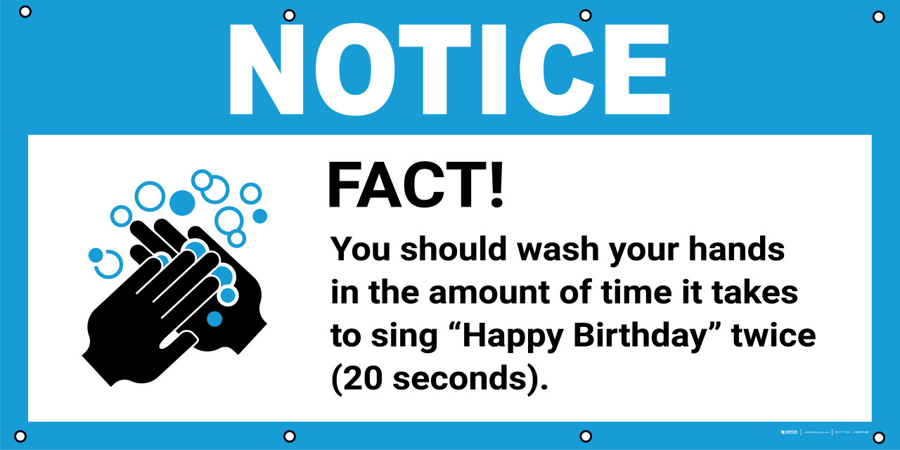 Notice: Fact You Should Wash Your Hands For 20 Seconds with Icon - Banner