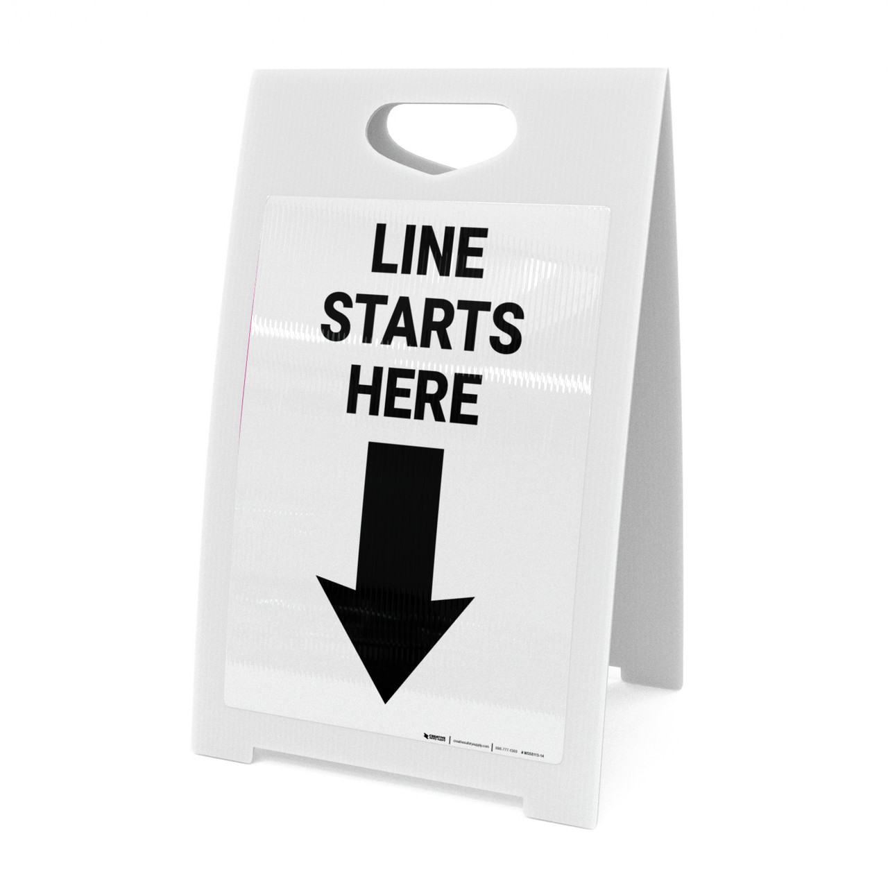 Line Starts Down Left Arrow Portrait - A-Frame Sign
