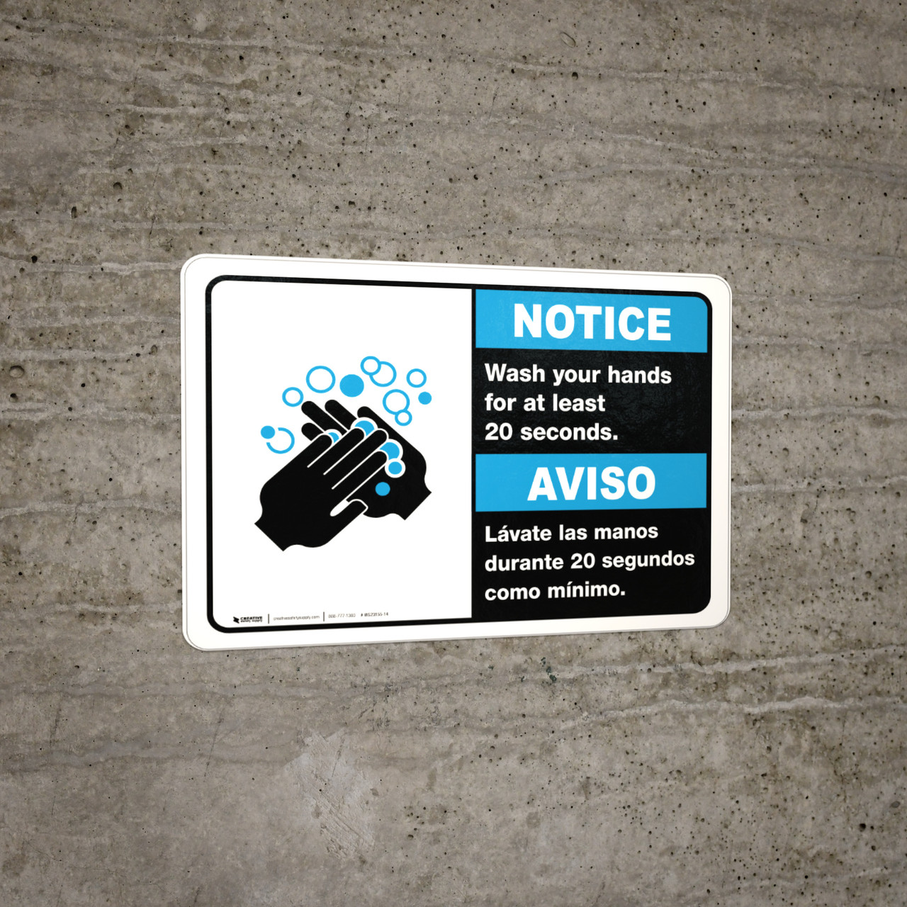 Notice: Wash Your Hands For At Least 20 Seconds Bilingual Spanish with ...