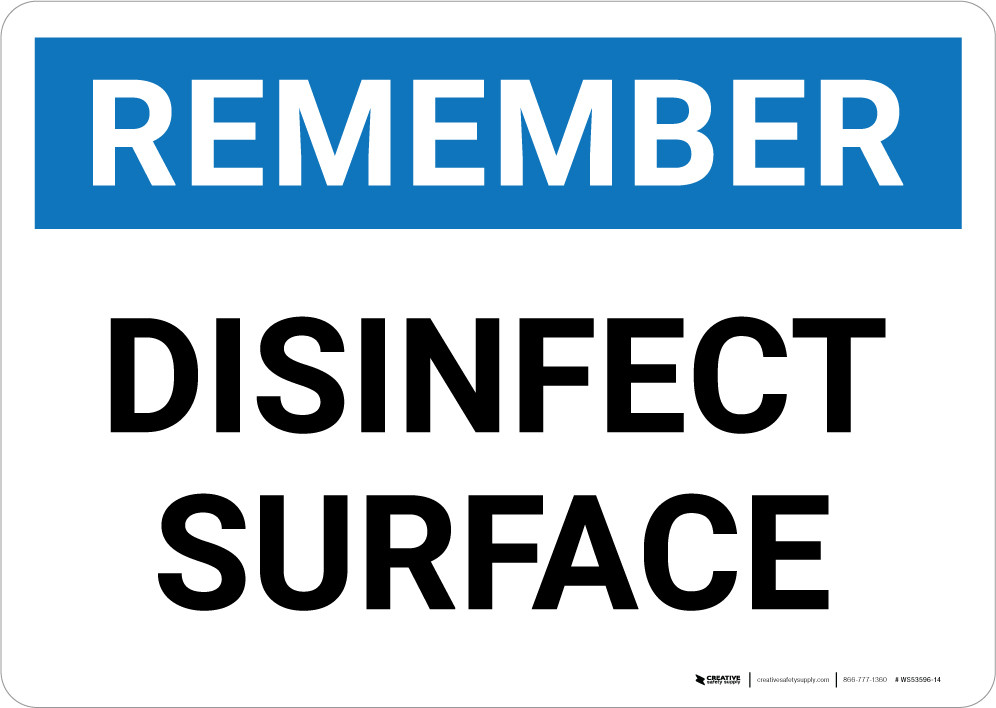 Remember: Disinfect Surface Landscape - Wall Sign