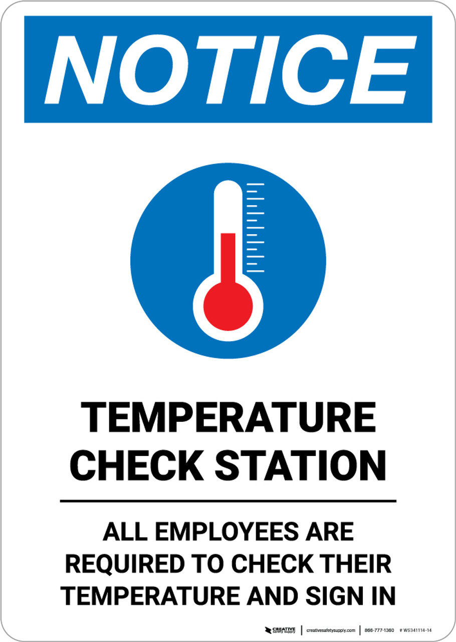 National Marker Company® M612PB Safety Sign: Temperature Check