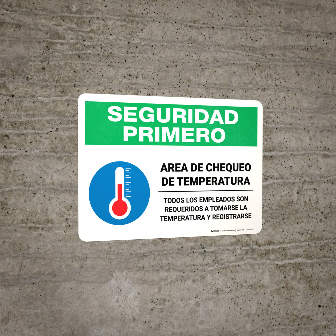 Safety First Temperature Check Station Employees Required Spanish with