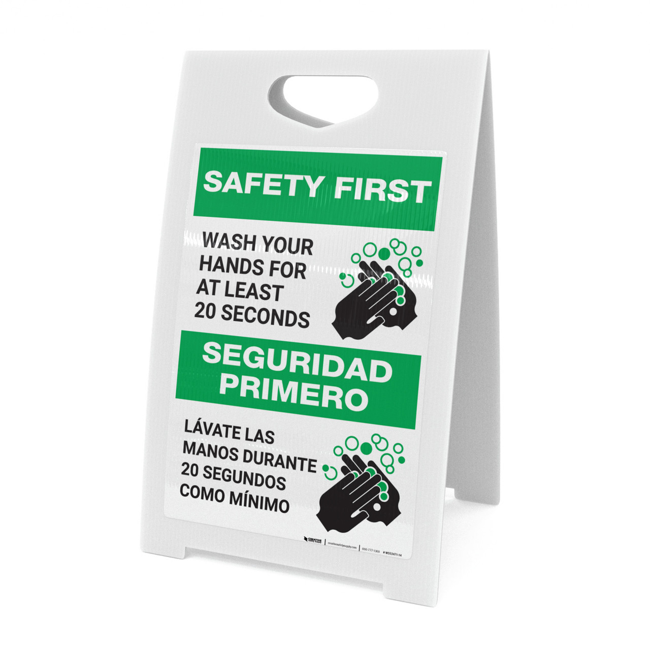 Safety First: Wash Your Hands For At Least 20 Seconds Bilingual Spanish ...
