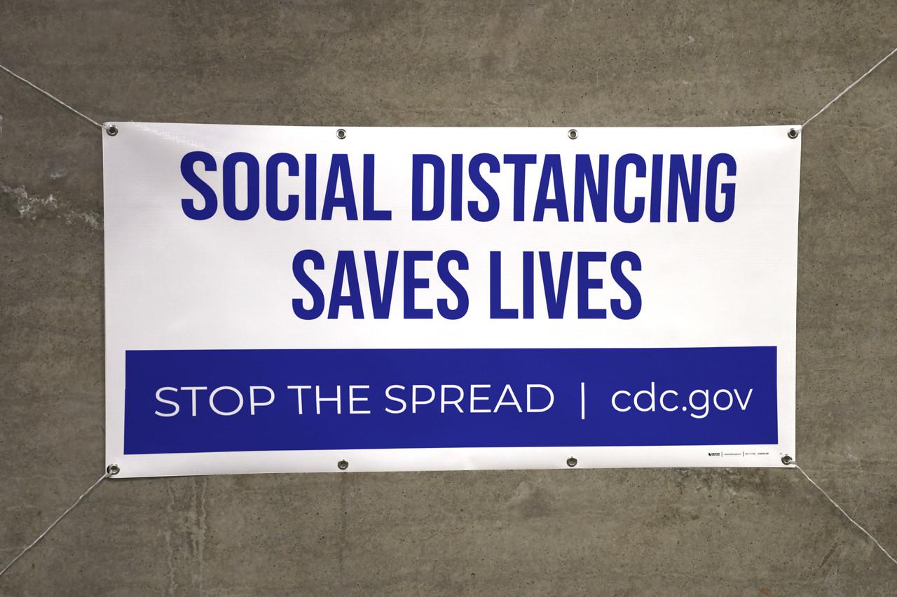 Stay 6Ft Apart Social Distancing Saves Lives with Icons Banner