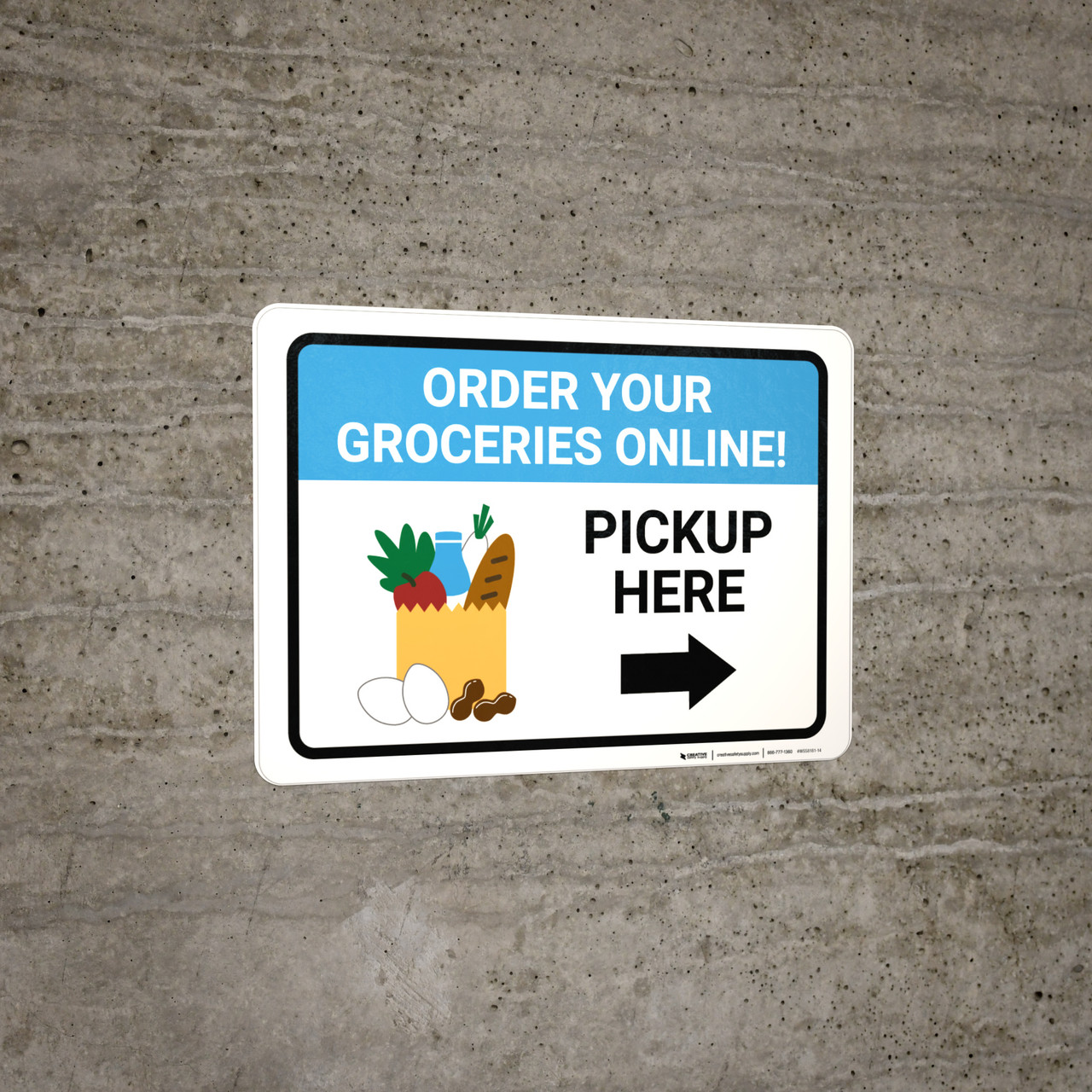 Order Groceries Online Pickup Here Right with Icon Landscape Wall Sign