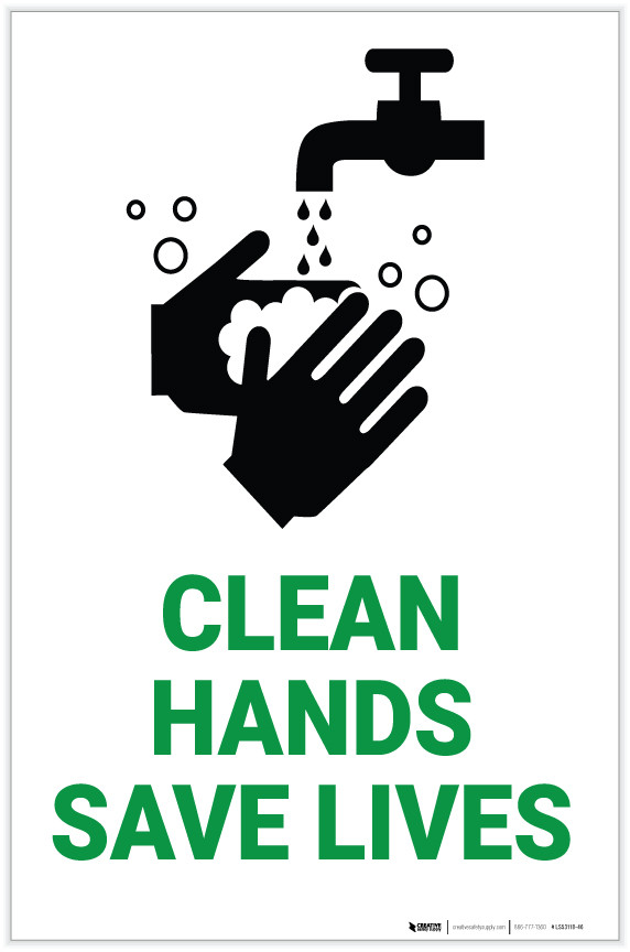 Save Hands Clean Hands Save Lives with Icon Portrait - Label
